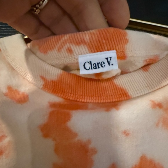 Clare V Orange and White Tie-Dye Short Sleeve Top - Picture 4 of 8